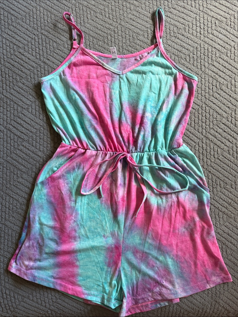 Womens Pink & Teal Tie-Dye Romper